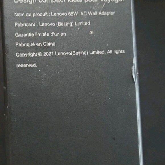 Lenovo 65W Laptop Charger - Round Tip AC Wall Adapter (GX20L29355) Black Sealed - Picture 9 of 9